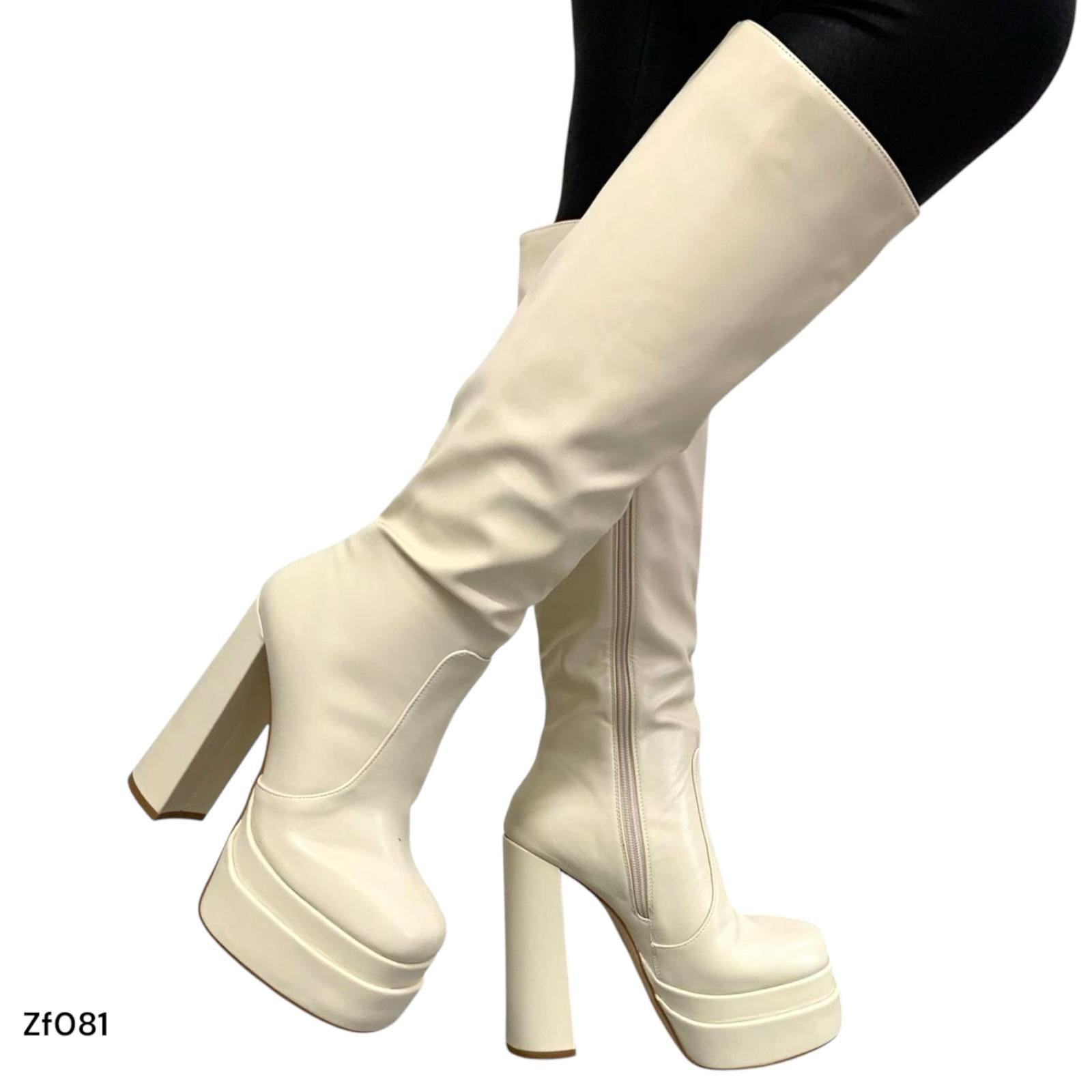 Bota caña alta beige tacon 15cm X8241 C33